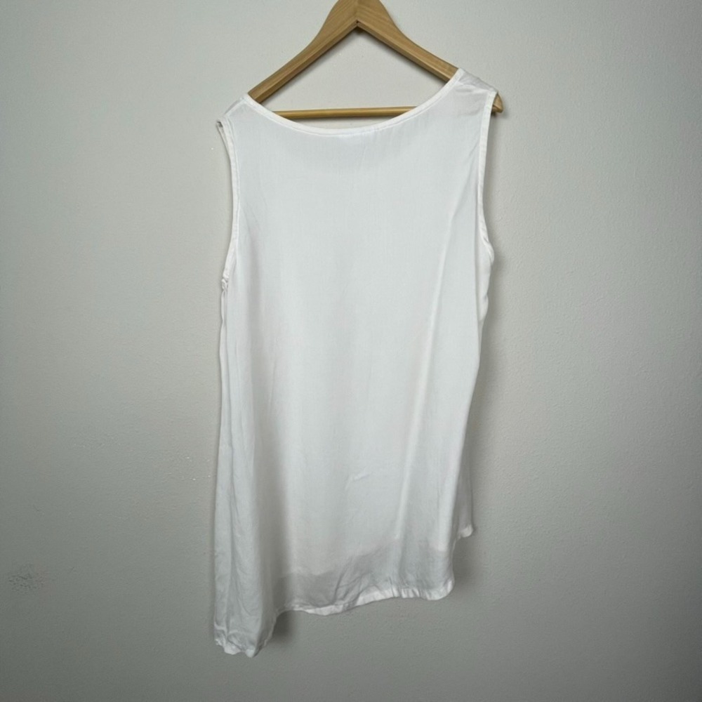 Bryn Walker XL White Asymmetrical Tunic‎ Top 100% Tencel Sleeveless USA - Picture 4 of 4